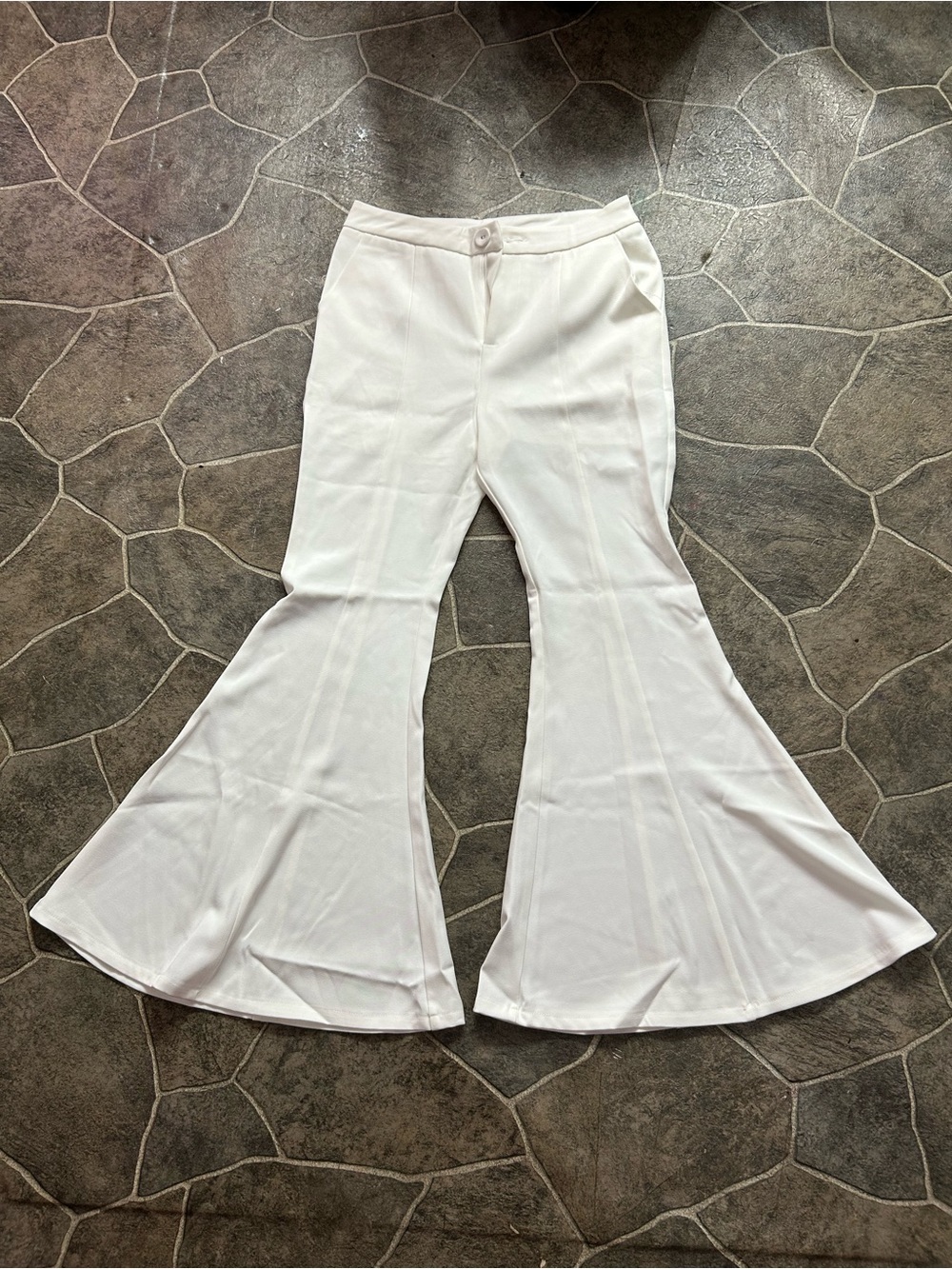 White Flared Bell-Bottom Pants
